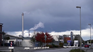 No Copyright Background Video, Sky, Flagpole, City, Factory, Building