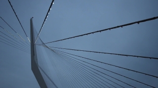 Vintage Stock Footage, Wire, Cable, Structure, Sky, Bridge